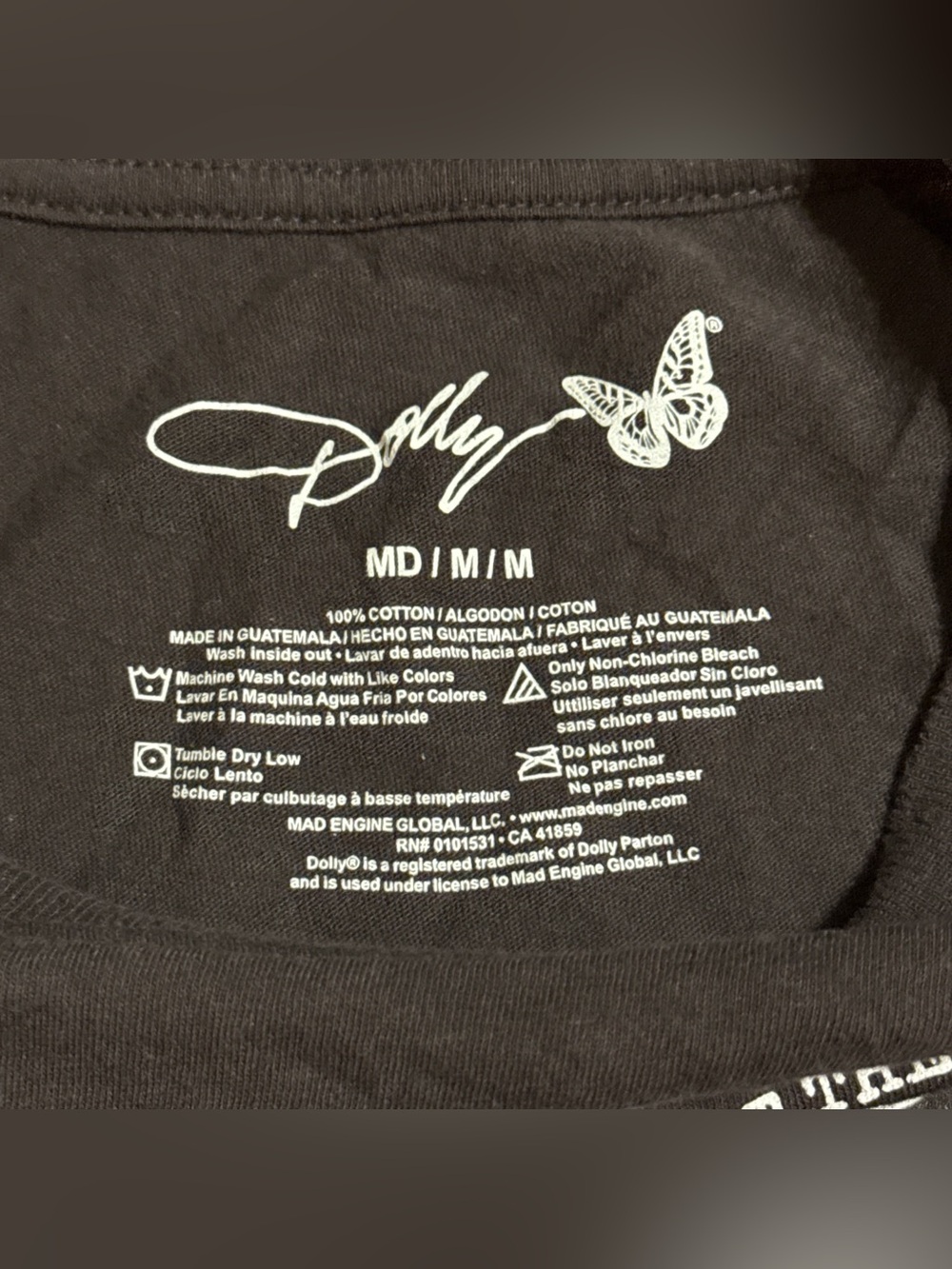 DOLLY PARTON Black graphic Tee floral women’s size M - Picture 3 of 4